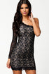 Sexy One-Shoulder Lace Vintage Dress